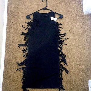 *Wet Seal* Black Sleeveless Dress w/ Fringe